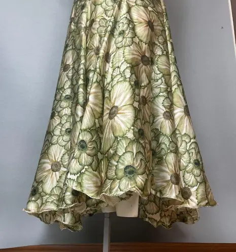 Indian Dress Rhinestones Floral Size XL Green Ruched Top Maxi Floral Embellished