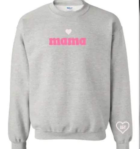 Staykation Mama Embroidered Light Grey Crewneck Sweater