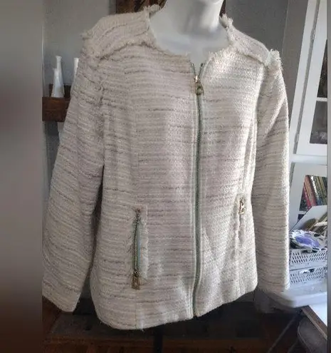 Sail To Sable STS Cream Tweed Zip Front Waist Jacket