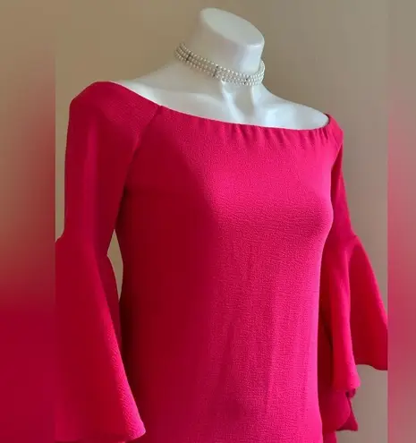 Backstage Watermelon Pink Cold Shoulder Asymmetrical Bell Sleeves Blouse…