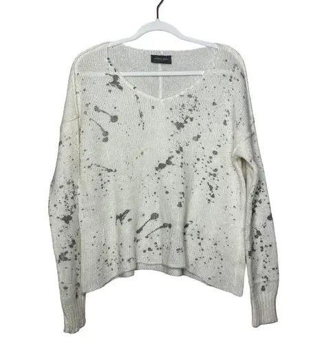 Wooden Ships  Splatter Pullover Sweater Cream Gray Mohair Wool Size Small Medium