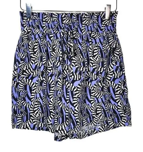 Animal Zebra Print Cotton Blend Paperbag Elastic Waist Shorts in Purple Size undefined