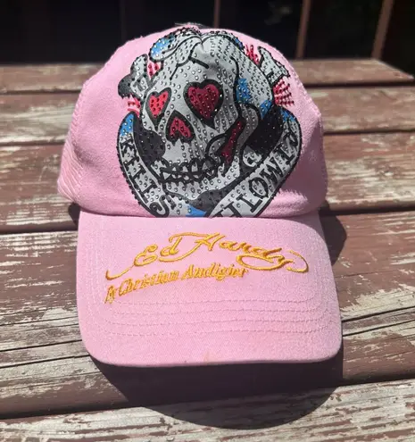 Ed Hardy Christian Audigier VTG Tattoo Wear Rhinestone Grunge Trucker Hat|Y2K