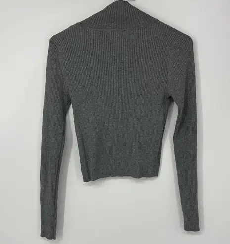 Pink republic GRAY RIBBED STRETCH LONG SLEEVE MEDIUM