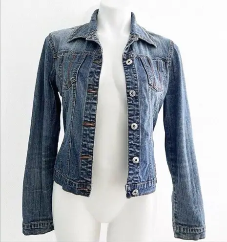 Vinatge Western Denim Jean Jacket SMALL BLUE Women's Stitched Access AC