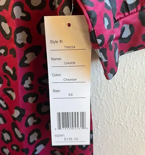 Tracy Negoshian Dress Red Cheetah Print “Dawn” Dress 3/4 Sleeve Tunic Sz XS NWT