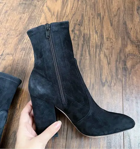 Valentino Garavani Valentino • Stretch-Suede Sock Boots ankle booties block heeled zip leather