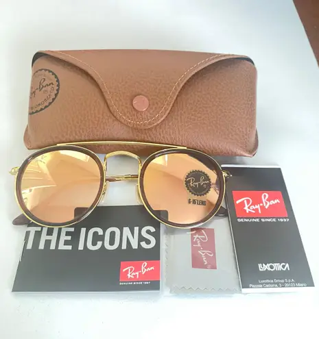 Ray-Ban  Sunglasses Round Double Bridge Gold Size 51mm