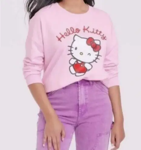 Hello Kitty Sanrio Bow Pink Pullover Crewneck Sweatshirt Size XXL