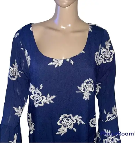 Luxology blue embroidered floral dress