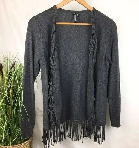 Yoana Baraschi Anthropologie Gray Fringe Open Knit Long Sleeve Sweater L