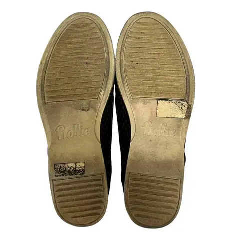 Rollie Australia Derby Punch Black Perforated Leather Lightweight Oxford Shoes