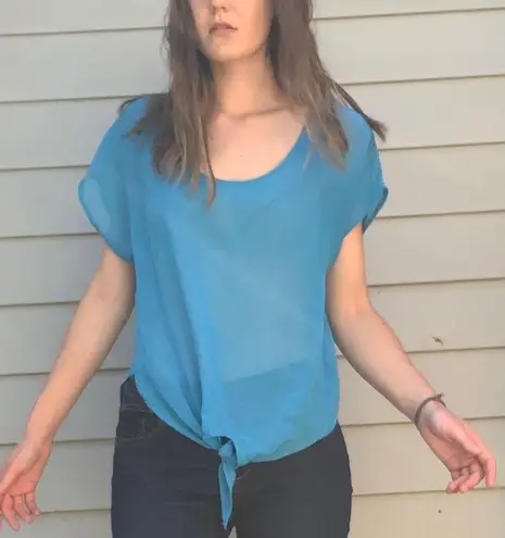 Full Tilt  from PacSun Sheer Blue Blouse (Small)