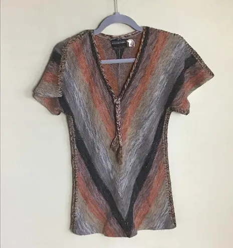 International Vintage Women's Boho Wool Blend Knit Short Sleeve Top Sz. Sm. EUC
