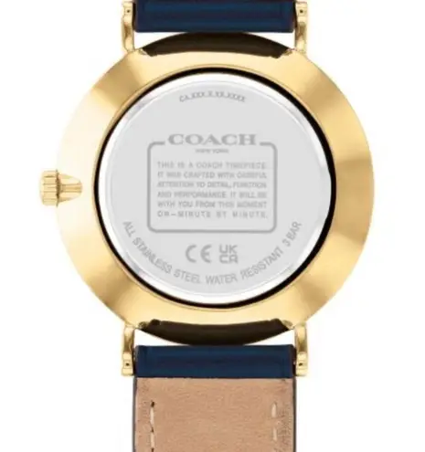 Coach New  Perry Glitter Dial and Navy Leather Strap Watch | 36mm | 14504078