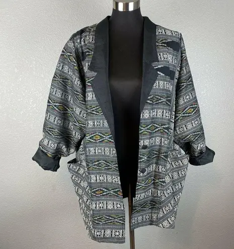 Vintage Thai Silk Handmade Art to Wear Jacket Oversized One Size 100% Silk Aztec
