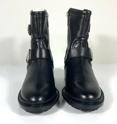Aquatalia Omayda Water Repellent Leather Moto Bootie Boots Black Size 6 NEW