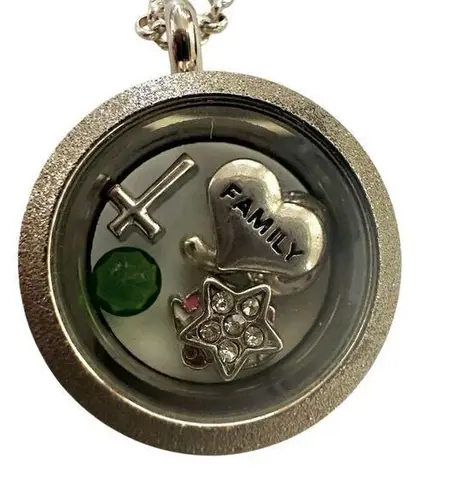 Floating Charm silver tone Locket necklace