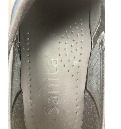 Sanita Blue Croc Embossed Patent Leather Clog Womens EU 37 Comfort Professional