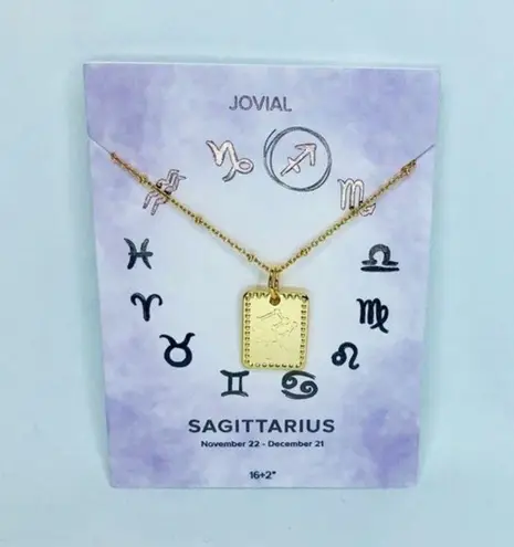 NEW 14K Goldplated Zodiac Tag Necklace Sagittarius NWT by Sterling Forever Gold