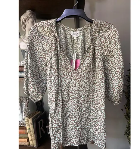 Anthropologie Omika Isla Tasseled Blouse Elliot Galapago Womens Size Small Green