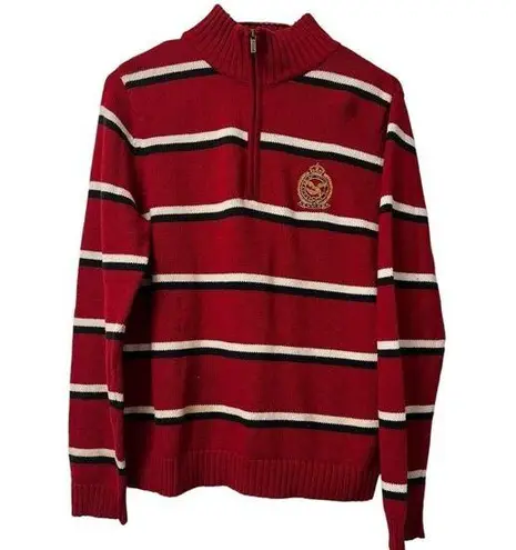 American Living Women Red Pullover Sweater Cotton 1/4 Zip Long Sleeve Size Large