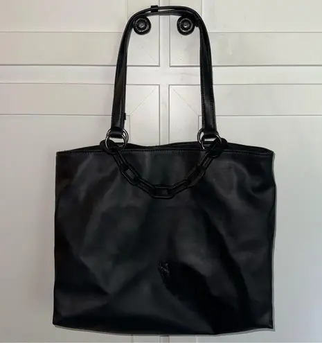 Simply Vera Faux Leather Sleek Black Tote Shoulder Bag