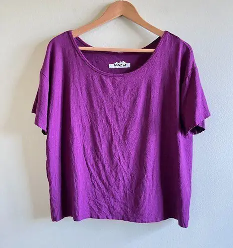 KAVU Women's Islander Viscose Tee Boat Neck Shirt Purple Size M Top Boxy Fit