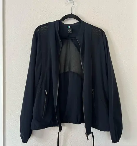 2LIV Athletic Jacket Black Zip Up Lightweight Jacket Mesh Accents Plus Size 1X