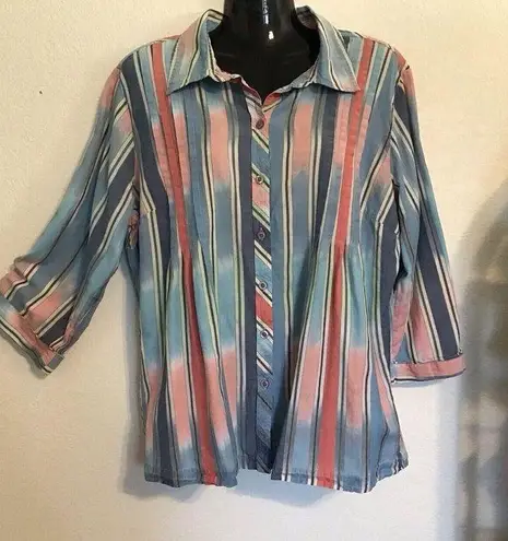 Dress Barn  Women’s Button Down Striped Shirt. Size 14/16