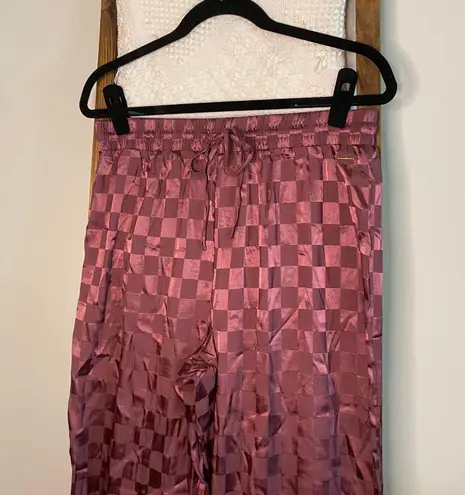 BCBGMAXAZRIA NWOT  plum checkered patterned drawstring waist pajamas pants