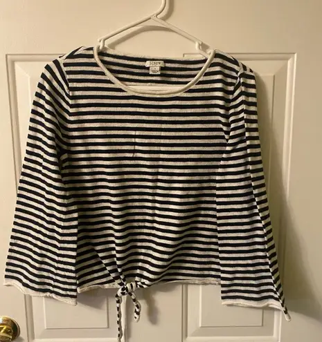 J.Crew  Striped Flare Sleeve tie front sweater size small thumbnail 1