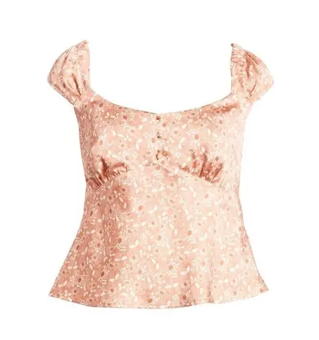 Treasure & Bond NEW Cap Sleeve Satin Floral Blouse Top Women's Mauve Size L
