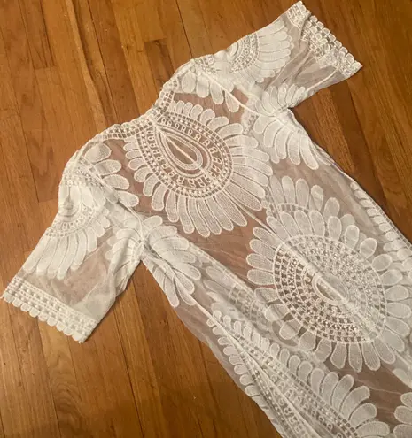 Rebellion Again Women’s Boho Lace Floral Theme Duster Kimono M