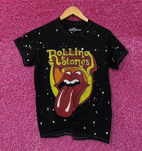 The Rolling Stones Bleach Dye Hot Lips Tshirt Size Small