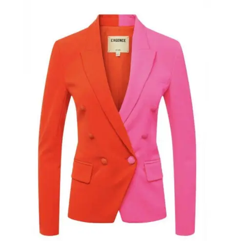 L'Agence NEW NWT L’AGENCE Kenzie Double Breasted Blazer Jacket Cherry Tomato & Rose Pink