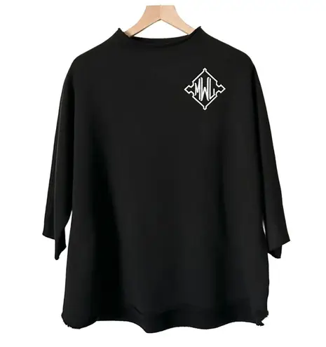 Frank & Eileen Effie Long-Sleeve Funnel Neck Capelet Black Triple Fleece Size L