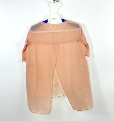 Sundance Catalog Womens Silk Blouse Layered Raglan Sleeve Open Back Size Small Orange