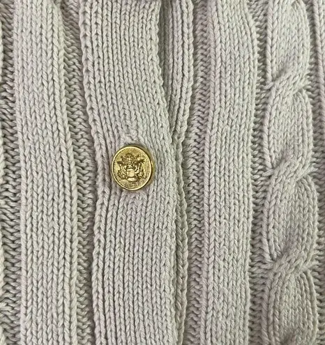 Adrienne Vittadini Cream and Gold Ribbed Cardigan Sweater