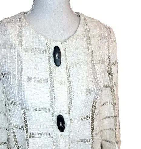 Yushi cream lace minimalist neutral jacket crochet minimalist casual blazer Size M