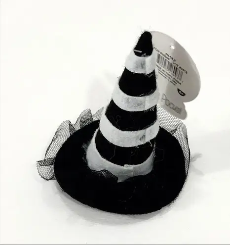 Spellbound Witch’s Hat Stripe Hair Clip, Black, White