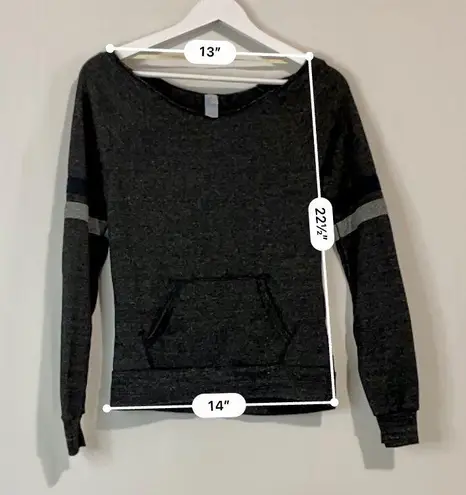 Alternative earth Women’s Raw Neckline Front Pocket Sweatshirt Grey NWOT