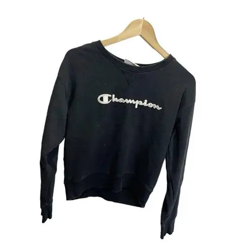 Champion  Authentic Athleticwear Crewneck Women Sweatshirt Black M Spell Out Logo