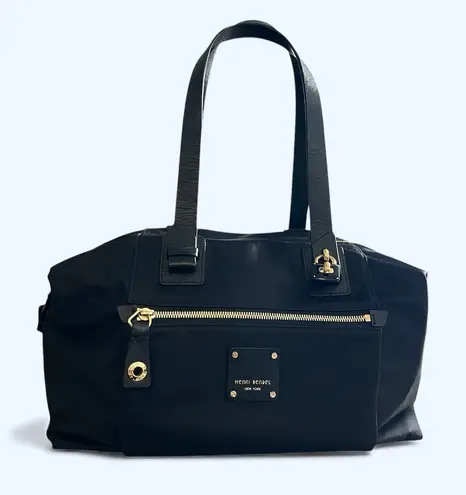 Henri Bendel Jetsetter Style Nylon Satchel – Saffiano Trim, Expandable Sides