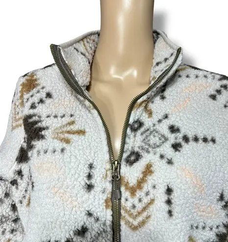 Avalanche Womens Full Zip Sherpa Fleece Jacket Sweatshirt Aztec Print Medium