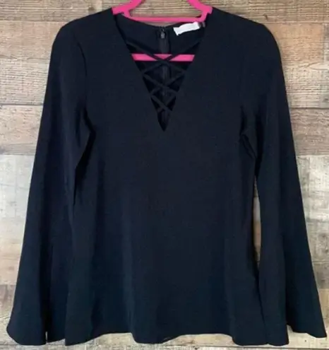 Ramy Brook  Black Bell Sleeve Top Sz. 6