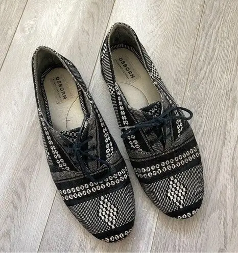 Osborn Handmade Cotton Ikat Print Oxford Sneakers Black (size 9) guatemalan