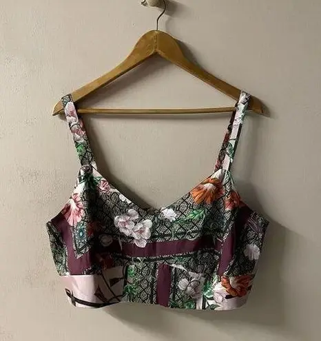 River Island Plus Violet Floral Printed Crop Top Size 22 NWT
