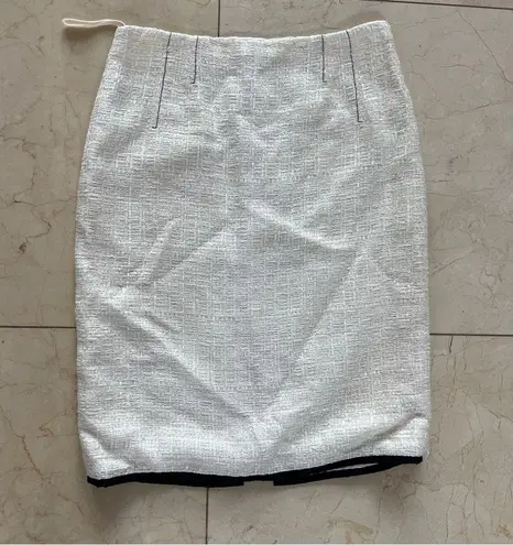 Oscar de la Renta Cream Textured Pencil Skirt Sz 6