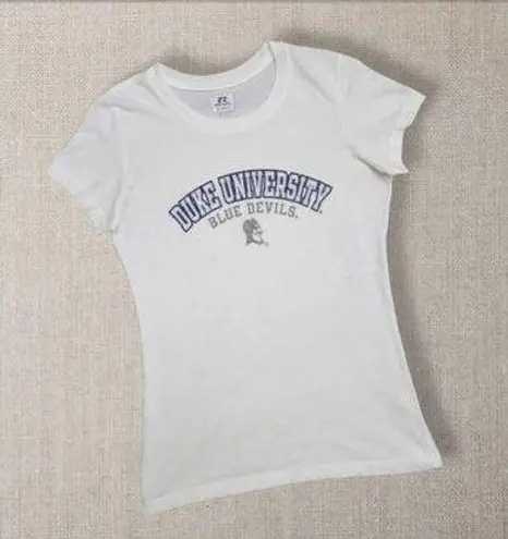 Russell Athletic White Short-Sleeved Duke Blue Devils Tee, Women’s -SMALL-